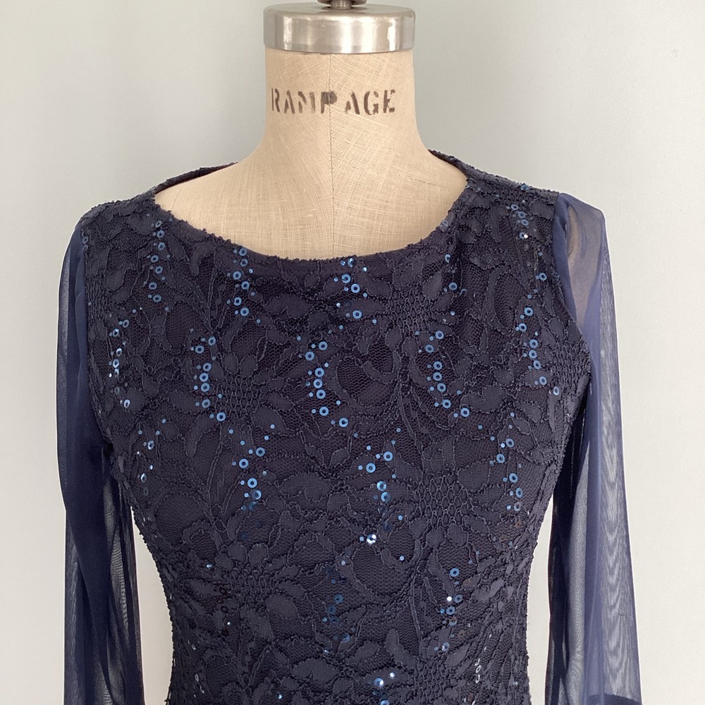 Tiana B. Navy lace long sleeve dress